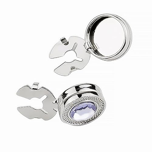 Mens Button Covers Tuxedo Shirt Cufflinks Alternative | Fake cufflinks and alternative fashion jewelry accessories for mens formal business dress shirts suits and groomsmen - color: H Silvery purple
