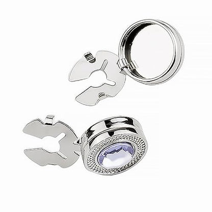 Mens Button Covers Tuxedo Shirt Cufflinks Alternative | Fake cufflinks and alternative fashion jewelry accessories for mens formal business dress shirts suits and groomsmen - color: H Silvery purple