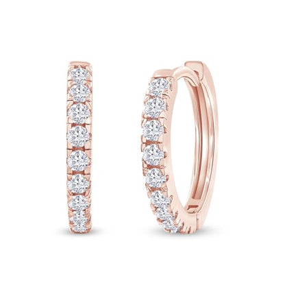 Dainty Cartilage Huggie Hoop Earrings Women in 18K Gold Plated | Round Moissanite in 18K Gold Plated Jewelry for Her - color: Rose Gold, size: 15 MM
