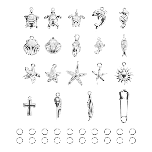 19pcs Stainless Steel Jewelry Making Charm Bulk, Assorted Charms Pendants for Bracelet Necklace DIY Crafting - color: Silver