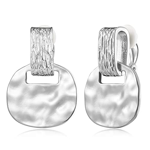 MUYAN Gold Clip On Drop Earrings for Women Non Piercing Dangle Earrings Fashion Jewelry - color: C Clip Silver