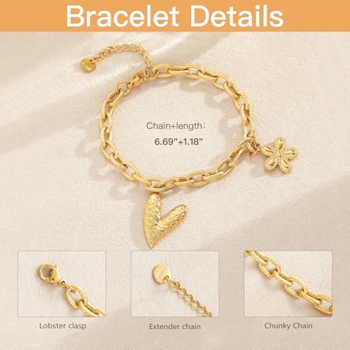 10 PCS Bracelets for Women Stainless Steel Chain Link Bracelet Set | 6.7 Inches with Extender, Jewelry Gifts for DIY, Chains Bulk, Oval, Curb, Figaro Chains, 18K Gold Plated, Silver, Chunky - color: Oval Gold