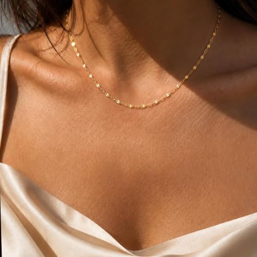 Robaice Necklaces for Women, 14K Gold/Silver Plated Chain Necklace | Dainty Paperclip Cuban Chain, Choker Necklace for Women, Non Tarnish Jewelry Gifts Trendy - color: Gold Paperclip Chain