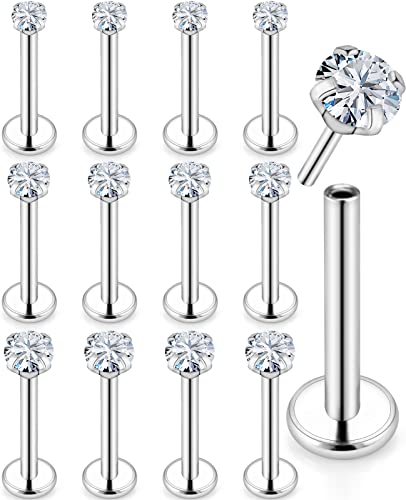 20G 18G 16G Cubic Zirconia Nose Rings Studs 316L Surgical Steel Hypoallergenic Nose Piercings Jewelry for Women Men CZ 2mm-3mm 24 Pcs - color: 1-A:16G-Silver-8mm