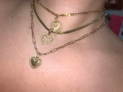 Layered Chain Necklace for Women，Pendant Stackable Jewelry,for Wedding, Party, Everyday Gifts - color: Chunky Puffy Heart Pendant Laying Necklace