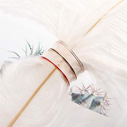 Women's Stainless Steel 1MM Thin Plain Midi Stacking Ring Band Comfort Fit, Size 3 to 10 - color: Enamel - Red