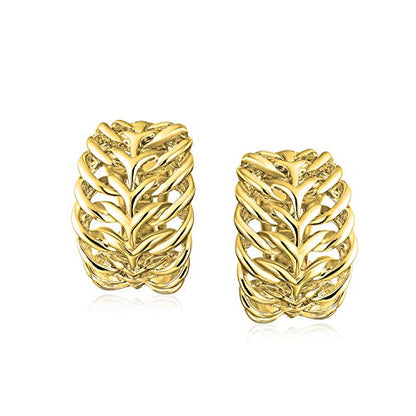 Bling Jewelry Casual Wide Criss Cross Clip On Earrings For Women Lightweight Non Pierced Ears Rhodium Plated Rose Yellow Gold Plated - color: Yellow