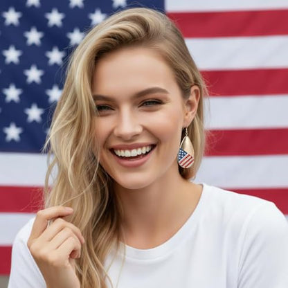 4th of July Earrings,Patriotic Dangle Stud for Women, Fourth of July Jewelry for Veterans Day - color: C