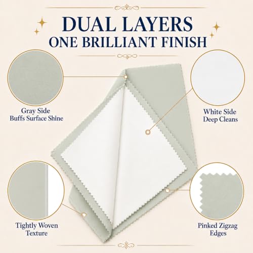 Bonison 3 Pack Large Silver Polishing Cloth – 10"x12" Jewelry Cleaning Cloth & Multi-Layer Jewelry Polishing Cloth for Silver, Gold, Diamond, Platinum, Coins, Watches, Gemstones（Gray） - color: Set of 3 Cloths (Grey)