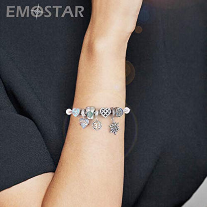 EMOSTAR Jan-Dec Birthstone Charms fits European Birthday Bracelet, Dangle 925 Sterling Silver Heart Shaped Pendant with 12 Months Birthstones, Gifts for Mom/Women - color: December Birthstone