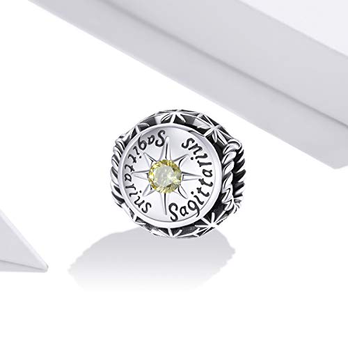 Zodiac Sign Charm fit Charms Bracelet 925 Sterling Silver Charm Birthday Charm 12 Constellations Charms For pandora Bracelets - color: Sagittarius