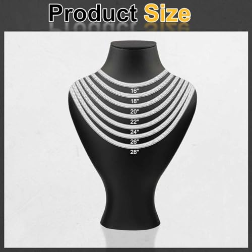 HARFINGTON Herringbone Necklaces Stainless Steel Snake Chain Necklace Adjustable Flat Chain for Jewelry Gift - color: Silver, size: 24" x 0.2"