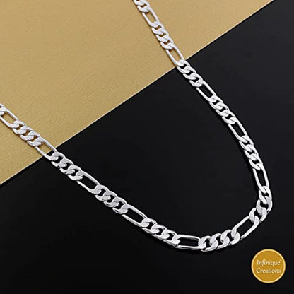 INFINIQUE CREATIONS Stainless Steel Silver Figaro Chain Bracelet Necklace Men Women 3-12mm 7-38" - size: 10, style: 3mm