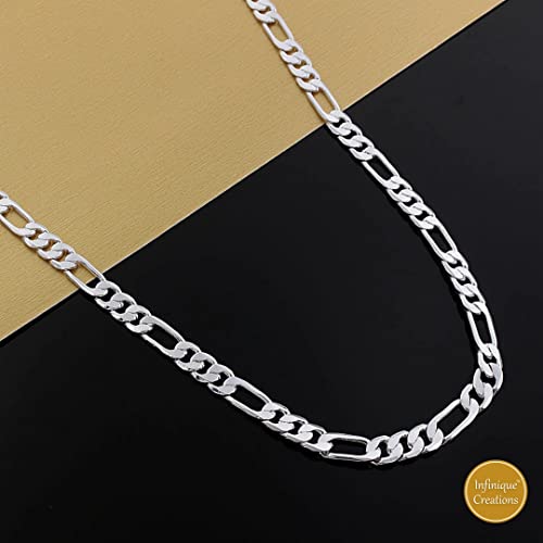 INFINIQUE CREATIONS Stainless Steel Silver Figaro Chain Bracelet Necklace Men Women 3-12mm 7-38" - size: 8, style: 3mm