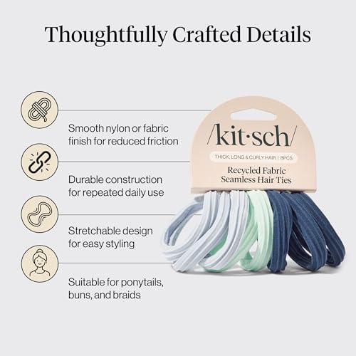 Kitsch Seamless Hair Ties No Damage - Garden Bouquet, 8pcs | Stretchable Hair Bands, Strong All-Day Hold Hair, Rubber Bands For Hair, Ponytail Holders | Hair Accessories for Everyday Use - color: Garden Bouquet (Pack of 8)