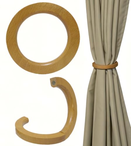 NICE PURCHASE 2 Pcs Wooden Curtain Tiebacks Holdbacks European Classic Retro Window Home Office Decorative Drapes Holders Strong Magnetic Clean Durable (Large 4" Inner Diameter) - color: Large 4" Inner Diameter