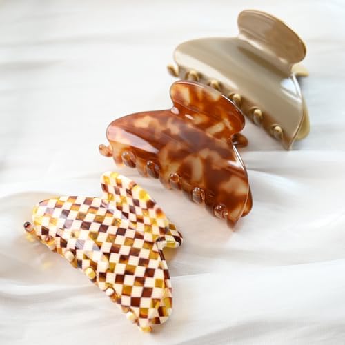 Handmade Celluloid Acetate French Design Barrettes Tortoise Shell Claws Hair Claw Luxury Fashion Accessories Hair Clip for Women (coffee) - color: coffee