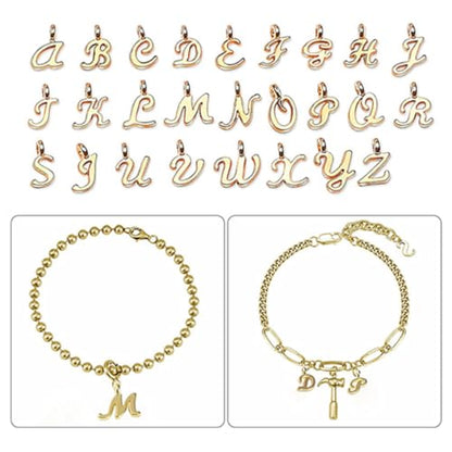 Alphabet Letter Charms,Mini A-Z Alphabet Charm Pendant Bead for DIY Personalized Jewelry Making Findings(4 sets/104pcs) - color: Golden
