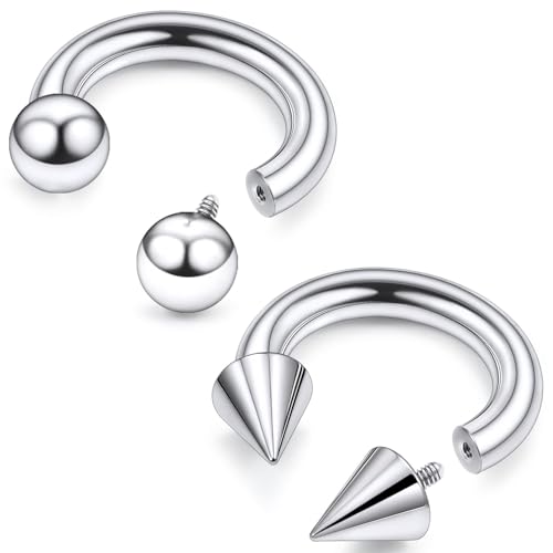F136 Titanium 20/18/16/14/12/8/4/2g Septum Nose Rings Gauge Earrings Lip Rings Prince Albert Jewelry Internally Threaded Horseshoe Hoop Piercings - size: 6g*16mm