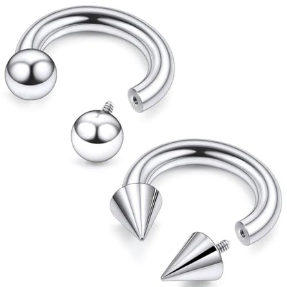 F136 Titanium 20/18/16/14/12/8/4/2g Septum Nose Rings Gauge Earrings Lip Rings Prince Albert Jewelry Internally Threaded Horseshoe Hoop Piercings - size: 6g*16mm