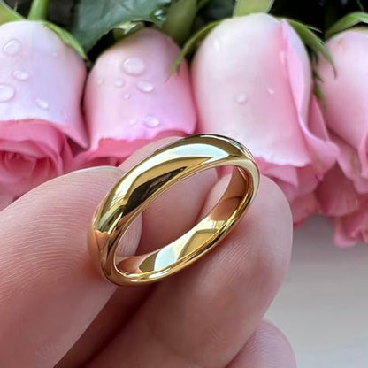 TUTISS 4mm 6mm 8mm 10mm Silver/Gold/White Tungsten Rings for Men Women Couple Fashion Jewelry Anniversary Engagement Wedding Bands Domed Polished I Love You Engraved Comfort Fit - color: 4mm Gold Tungsten I Love You