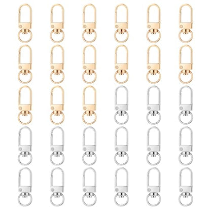 Lobster Claw Clasp 30 PCS Gold & Silver Keychain Hooks 360°Swivel Snap Hooks Metal Rotating Lanyard Hook Small Key Chain Rings for Jewelry Making Purse Bag Connector DIY Making Kit Accessories