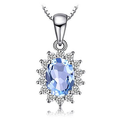 JewelryPalace Princess Diana Kate Middleton Natural Amethyst Citrine Garnet Peridot Topaz Created Ruby Sapphire Simulated Emerald Pendant Necklace for Women, 925 Sterling Silver Gemstone Jewelry Set - color: V-Sterling Silver-topaz