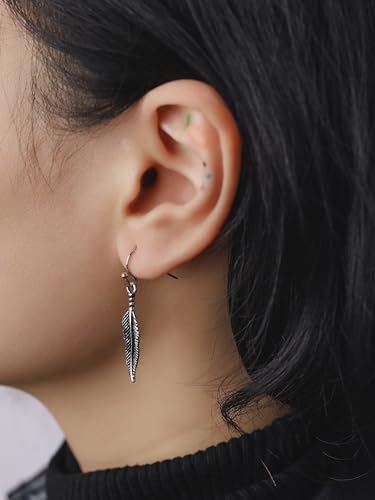 HAQUIL Vintage Antique Feather Dangle Drop Earrings, Native American Tribal Jewelry Gift for Women