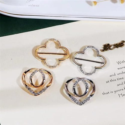 4PCS Scarf Ring Clip Scarf Rings for Women Button Covers for Women Blouses Shirt Tightener Clip Cinch Pin Clothes Jewelry - color: A4