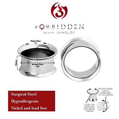 Forbidden Body Jewelry Ear Gauges, Ear Tunnels, Tunnels For Ears, Surgical Steel Mirror Finish Double Flared Tunnel Plug Earrings - style: 2pcs: 22mm (7/8")