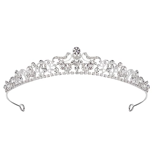 SWEETV Wedding Tiaras and Crowns, Rhinestone Bridal Crown Princess Tiara Headpieces for Women - color: Silver