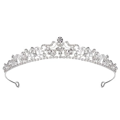 SWEETV Wedding Tiaras and Crowns, Rhinestone Bridal Crown Princess Tiara Headpieces for Women - color: Silver