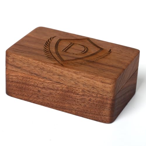 Mens Initial Cufflinks and Tie Clip A-Z Alphabet Letter Black Stainless Cuff Links Tie Bar with Engraved Walnut Wood Box Groom Groomsman Wedding Set - style: Classic-D