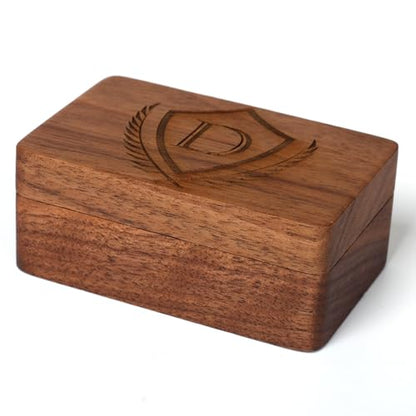 Mens Initial Cufflinks and Tie Clip A-Z Alphabet Letter Black Stainless Cuff Links Tie Bar with Engraved Walnut Wood Box Groom Groomsman Wedding Set - style: Classic-D