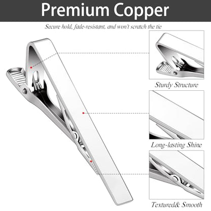 Custom Tie Clips for Men,Personalize Engraved Tie Bar,Stainless Steel Tie Clip for Business, Wedding, Anniversary, Father's Day Gifts,Ideal for Groomsman Best Man Dad Husband Boyfriend - style: 4-Silver