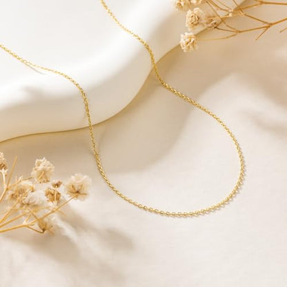 MONA MILANI 14K Gold Necklaces for Women & Mens Necklace Gold Chain for Women Mens Chains Elegant Dainty 14k Necklaces thin Cable Chain Necklace Chains 1mm 16-26 - size: 20in