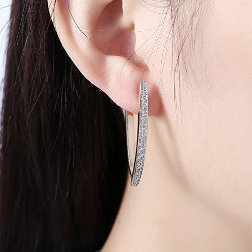 14K Rose Gold Plated Three Row Cubic Zirconia Small Huggie Hoop Earrings Fashion Jewelry for Men Women - color: rose gold