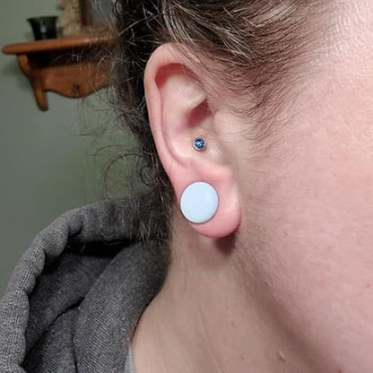 8G-12mm Solid Ear Plugs Tunnels for Women Men Single Flared Ears Gauge Plugs with O-Ring Stretcher Expander Piercing Body Jewelry Black White Clear Opalite 1 Pairs - color: White, size: 12mm = 1/2 inch