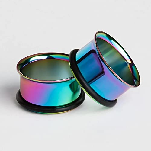 KUBOOZ 12pcs Set Colorful Stainless Steel O-ring Ear Plugs Tunnels Gauges Stretcher Piercings - style: Gauge:2g(6mm)