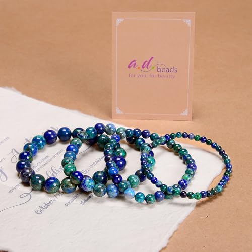 AD Beads Handmade Gemstone Stretch Elastic Bracelet Crystal Healing Reiki Nature's Beauty and Spiritual Essence Unisex (10mm, Chrysocolla (Wise Women)) - color: Chrysocolla (Wise Women), size: 10mm
