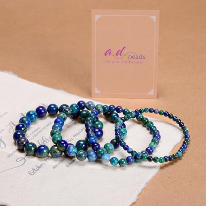 AD Beads Handmade Gemstone Stretch Elastic Bracelet Crystal Healing Reiki Nature's Beauty and Spiritual Essence Unisex (10mm, Chrysocolla (Wise Women)) - color: Chrysocolla (Wise Women), size: 10mm