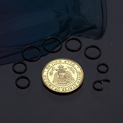 LOYALLOOK 8Pcs G23 Titanium Hinged Clicker Segment Nose Rings Hoop Septum Nose Lip Ring Hoop for Women Men Helix Cartilage Daith Tragus Sleeper Earrings Body Piercing Improved 16G - color: 16G-Black