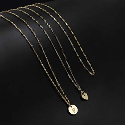 Layered Initial Choker Necklaces Handmade 14K Gold Plated Dainty Heart Personalized Letter Disc Pendant Layering Gold Necklaces for Women Gift Jewelry,Valentines Day Gifts for Mom Wife Girlfriend - style: J