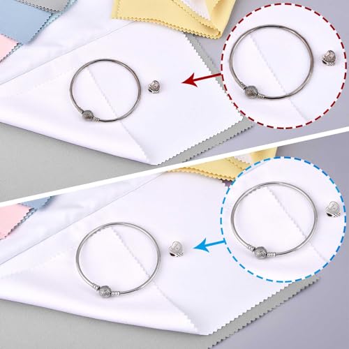 SEVENWELL Silver Polishing Cloth, 4PCS Large Jewelry Cleaning Cloths | Dual-Layer Cleaning, 10" × 12" Large Size, Reusable, Helps Remove Tarnish, Restores Shine, Jewelry Care - color: 4pcs Light Gray
