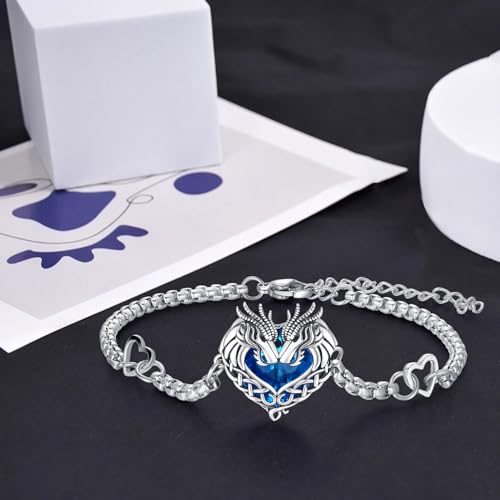 Animal Bracelet for Women 925 Sterling Silver Celtic Dragon/Horse/Wolf Bracelet Adjustable Bracelet Cute Animal Jewelry Gift for Women - style: 01-Celtic Dragon Bracelet