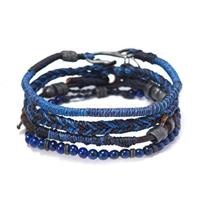 Wakami Charm Bracelet Stack Beaded Stackable Bracelets for Women - color: Blue | 7.5IN