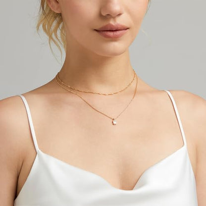 Luxval Diamond Pendant Gold Necklace for Women，Dainty 18k Gold Plated Choker Necklaces Simple Gold Jewelry Gifts for Women - color: Gold-CZ Layered