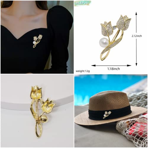 Lavender flower brooch crystal rhinestone tulip brooch elegant accessories jewelry women brooches and pins fashion jewelry wedding flowers lapel pin - color: Gold