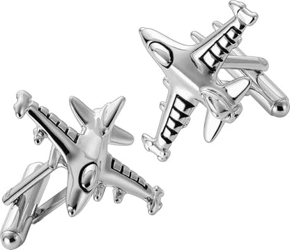 HAWSON Various Unique Cuff Links Mens, Animal/Tactical/Music/Holiday/Cufflinks, Themed Wedding Dinner Party Gift Suit Accessories - style: Airplane 1