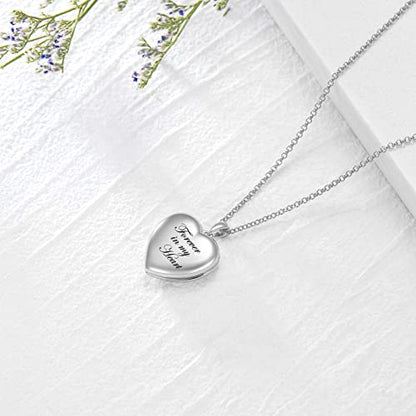 SOULMEET 10K 14K 18K Solid White Gold/Silver Minimalist Style/Infinity Sunflower Heart/Oval Locket Necklace That Holds 1 or 2 Pictures Personalized Photo Locket Necklace Letters Engraving - style: C3-Forever in my heart locket+photo+text